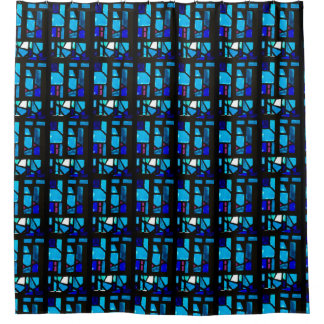 Para Box Cortina de Banheiro de Vidro Manchado Azul #2