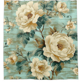 Para Box Cortina de banheiro estilo floral vintage boêmio