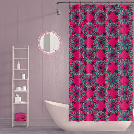 Para Box Cortina de Banho Boho Bloom em Rosa Quente