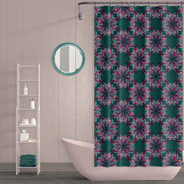Para Box Cortina de Banho Boho Bloom em Verde Teal