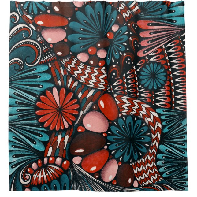 Para Box Cortina de Banho Botânica Boho Chic Zentangle - Vi (Frente)