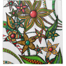 Para Box Cortina de Banho Colorida de Zentangle Wildflowers