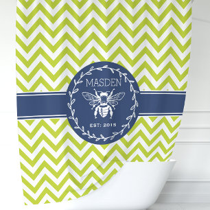Para Box Cortina de Banho com Chevron de Abelha Melífera Ve