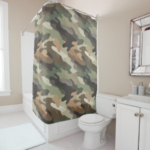 Para Box Cortina de Banho com Estampa Camuflada Design Eleg