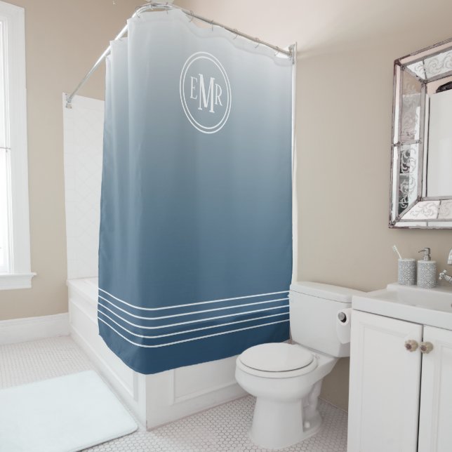Para Box Cortina de Banho com Monograma Ombre Azul (In Situ)