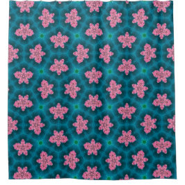 Para Box Cortina de Banho com Padrão Floral Rosa Ousado