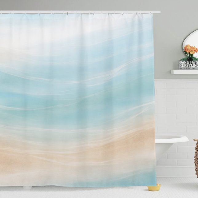 Para Box Cortina de Banho Costeira Neutra (coastal calm beach vacation home shower curtain)