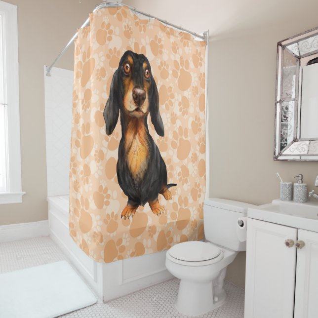 Para Box Cortina de Banho Dachshund de Cabelo Longo (In Situ)