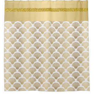 Para Box Cortina de Banho de Concha do Mar Dourada Elegante