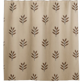 Para Box Cortina de Banho de Folhas Bege e Marrom