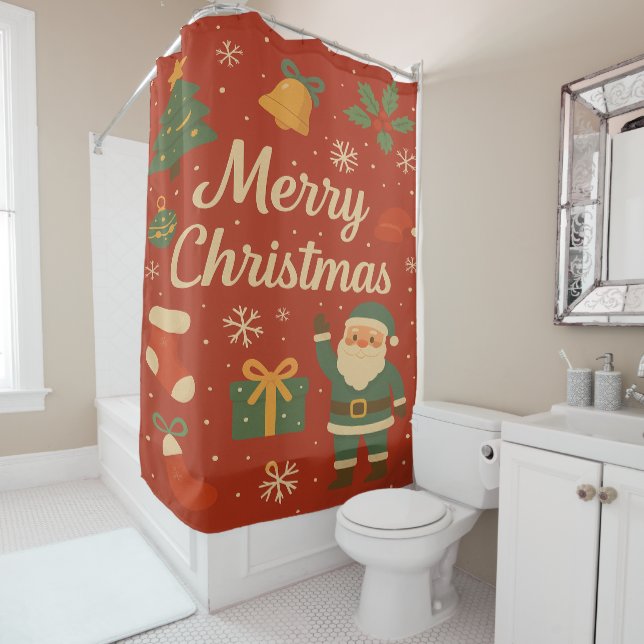 Para Box Cortina de Banho de Natal e Papai Noel (In Situ)