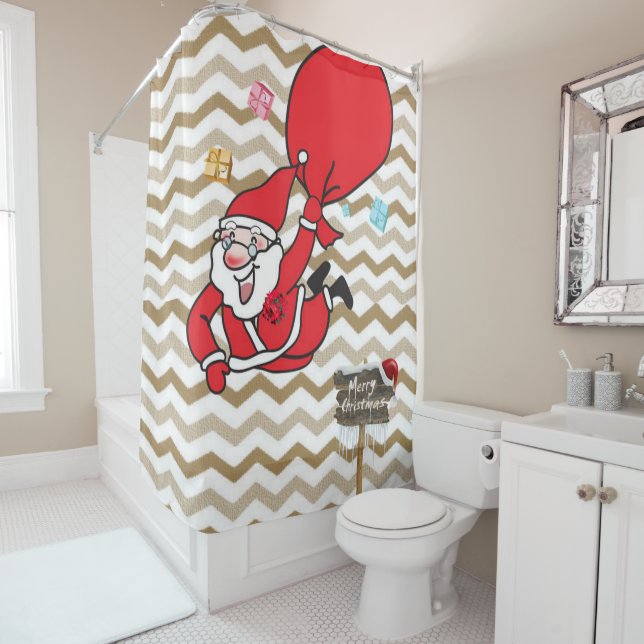 Para Box Cortina de Banho de Natal, Papai Noel (In Situ)