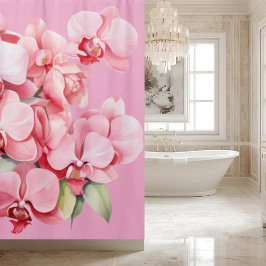 Para Box Cortina de Banho de Orquídeas Rosa Elegante