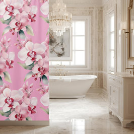 Para Box Cortina de Banho de Orquídeas Rosa Elegante