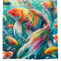 Cortina de Banho de Peixes Tropicais