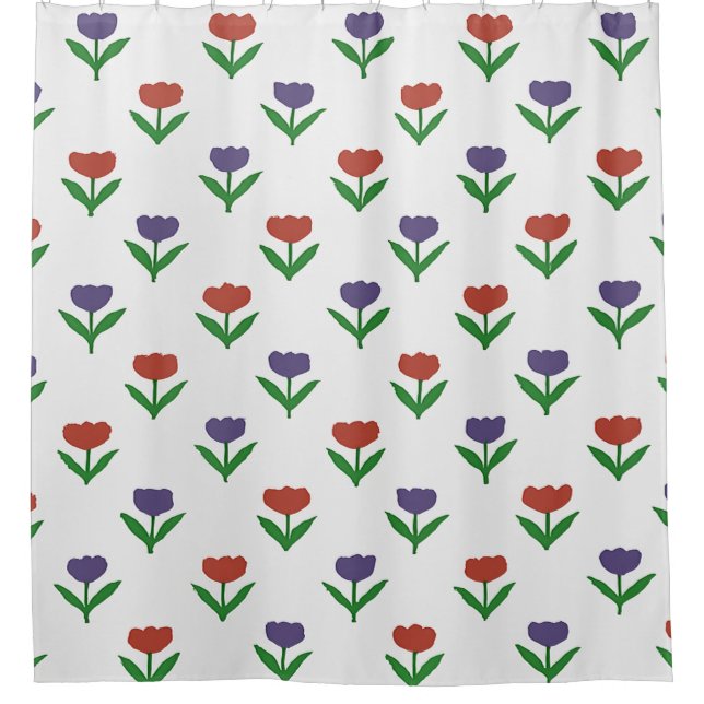 Para Box Cortina de Banho de Tulipas Vermelhas e Roxas (Frente)