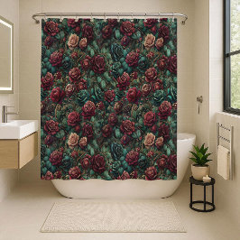 Para Box Cortina de Banho Floral Art Nouveau Rosa Teal Dour