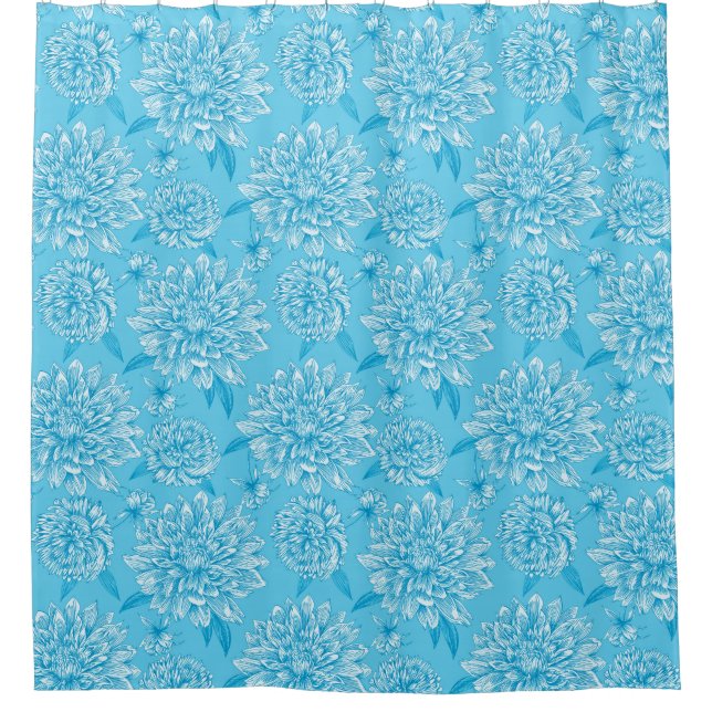 Para Box Cortina de Banho Floral Azul (Frente)