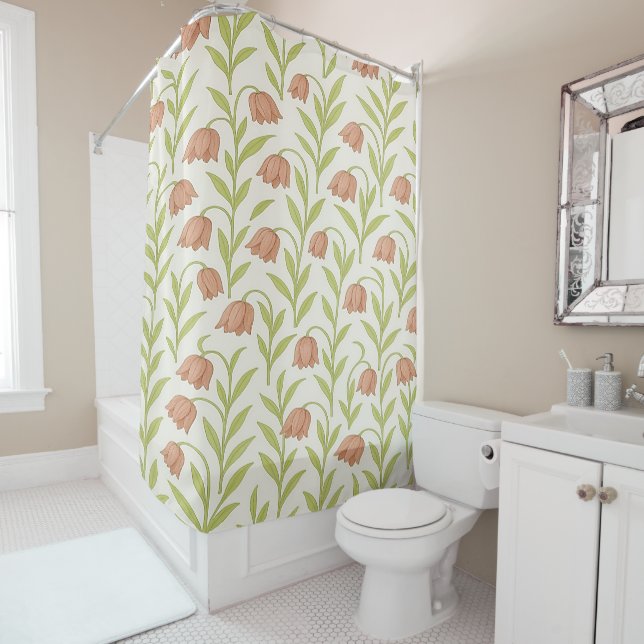 Para Box Cortina de Banho Floral Bege e Rosa (In Situ)