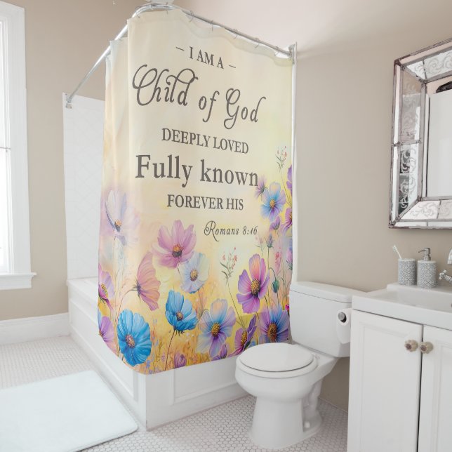 Para Box Cortina de Banho Floral com Versículo Bíblico Boêm (In Situ)