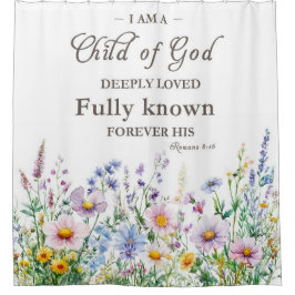 Para Box Cortina de Banho Floral com Versículo Bíblico Boêm