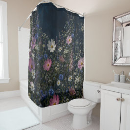 Para Box Cortina de Banho Floral de Flor Selvagem Fase Luna
