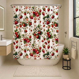 Para Box Cortina de Banho Floral de Morango Cottagecore