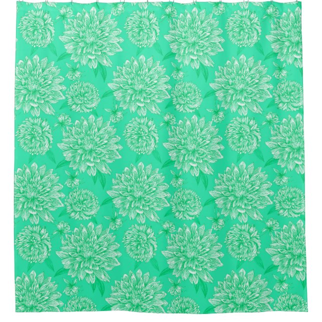 Para Box Cortina de Banho Floral Menta (Frente)