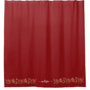 Para Box Cortina de Banho Flores Florais Vermelhas na Parte