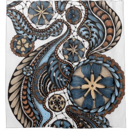 Para Box Cortina de Banho Flores Zentangle Renda Vintage -