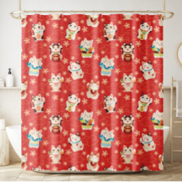 Para Box Cortina de Banho Gatos Sortudos Maneki Neko