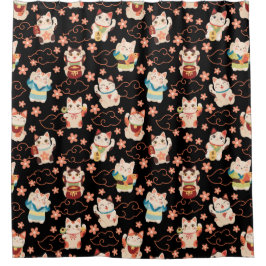 Para Box Cortina de Banho Gatos Sortudos Maneki Neko