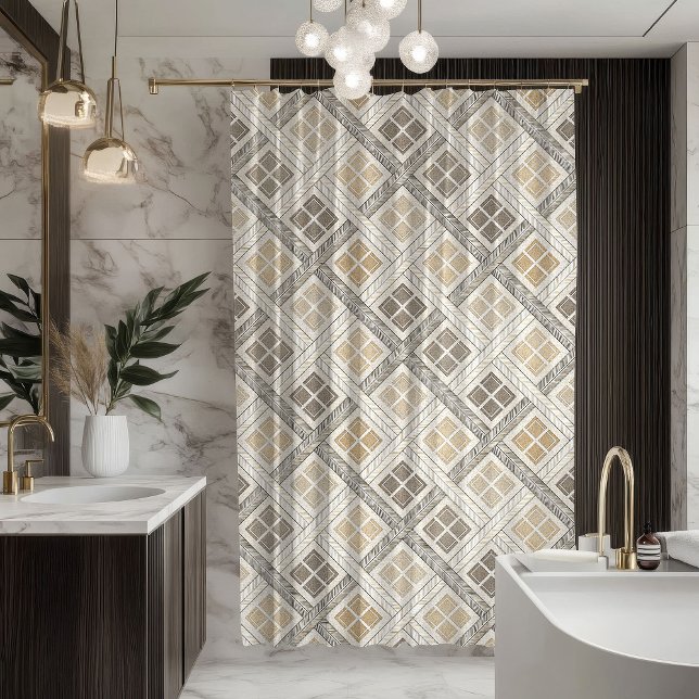 Para Box Cortina de Banho Geométrica Neutra Pastel Moderna (Geometric Shower Curtain Neutral Pastel Modern Look)