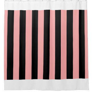 Para Box Cortina de Banho Listrada de Preto e Rosa Coral