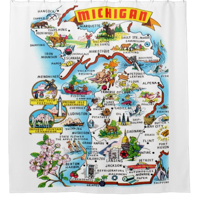Para Box Cortina de Banho Mapa de Michigan (Frente)