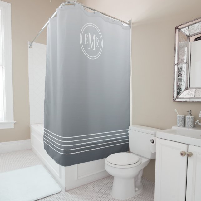 Para Box Cortina de Banho Monogramada Ombre Cinza (In Situ)