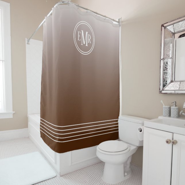 Para Box Cortina de Banho Monogramada Ombre Marrom (In Situ)