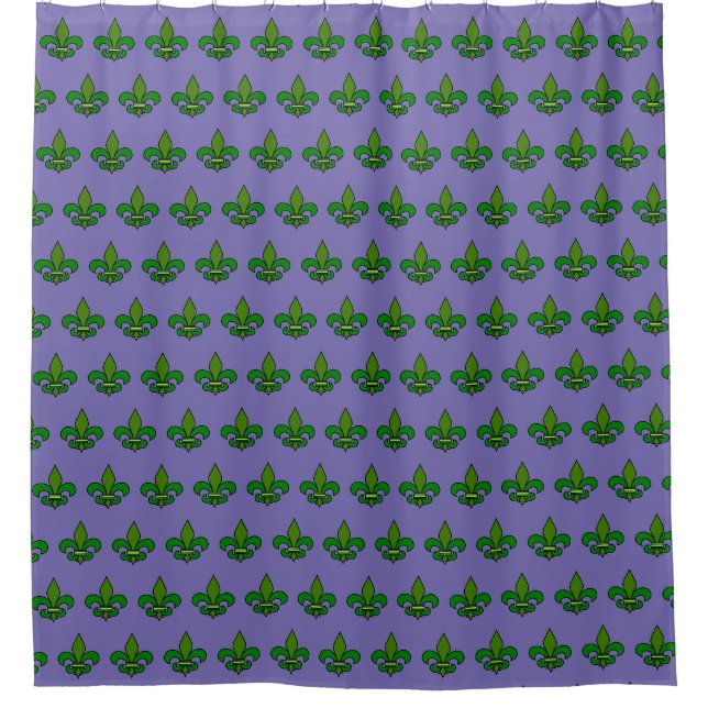 Para Box Cortina de Banho Roxa Fleur de Lis de Mardi Gras (Frente)