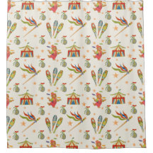 Cortina de Banho Urso de Circo Fofo