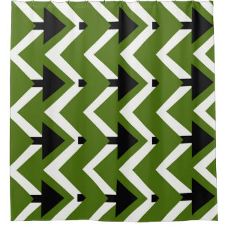 Para Box Cortina de Banho Verde Preto e Branco Chevron – Ou