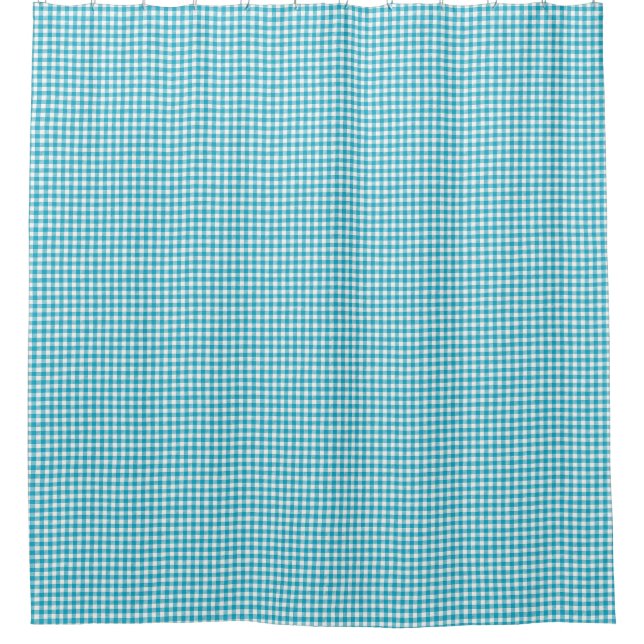 Para Box Cortina de banho xadrez em azul-turquesa e branco (Frente)
