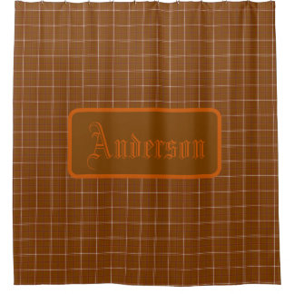 Para Box Cortina de Banho Xadrez Laranja Vermelho Personali