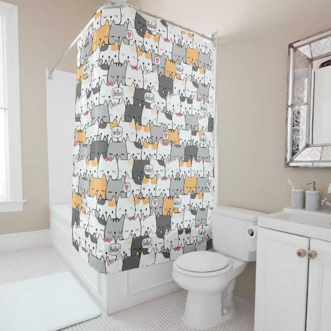Para Box Cortina de Baño HELLO AND LOVELY CATS (In Situ)