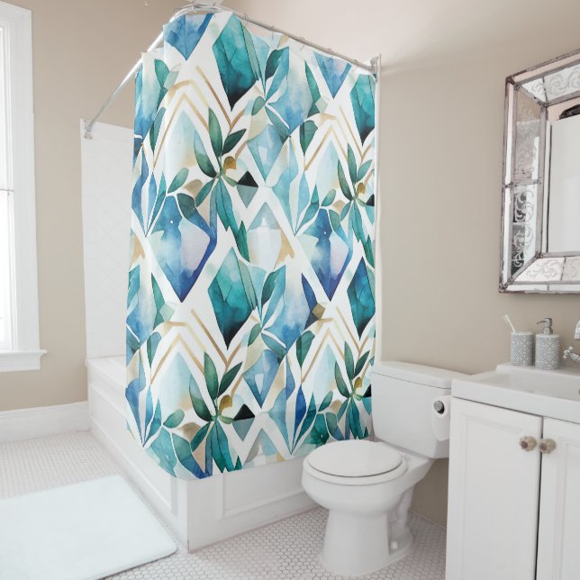 Para Box Cortina de Chá boêmica russa com Abstrato de aquar (In Situ)