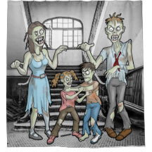 Cortina de Chá da Família Zombie Halloween