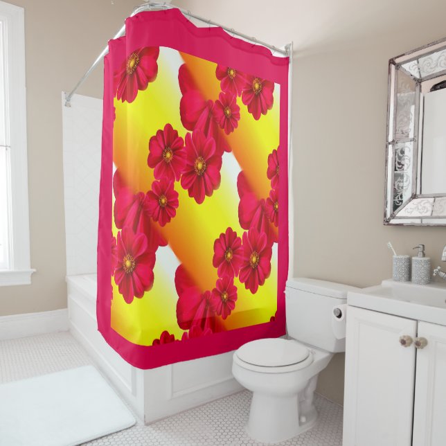 Para Box Cortina de Chá das Flores Rosa e Amarelo (In Situ)