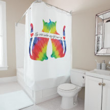 Cortina de chá de gatos coloridos