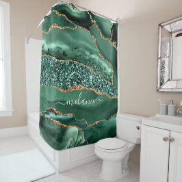 Para Box Cortina de Chá de Mármore Verde Dourado com Glitte