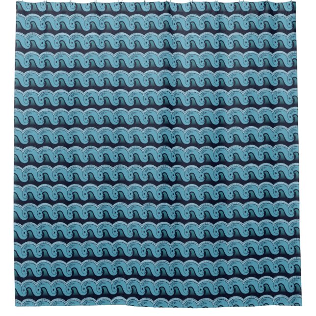 Para Box Cortina de Chá de Padrão Azul de Ondas Fishy (Frente)