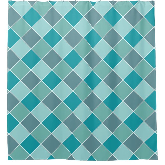 Para Box Cortina de chá de Padrão de Azulejo Aqua (Frente)